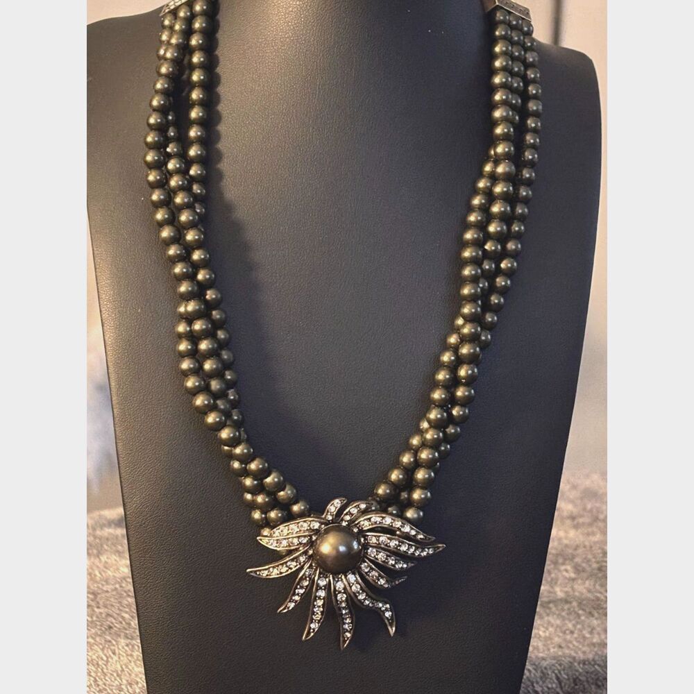 Heidi Daus Sublime Star 3-Strand Crystal Beaded Pearl Statement Necklace